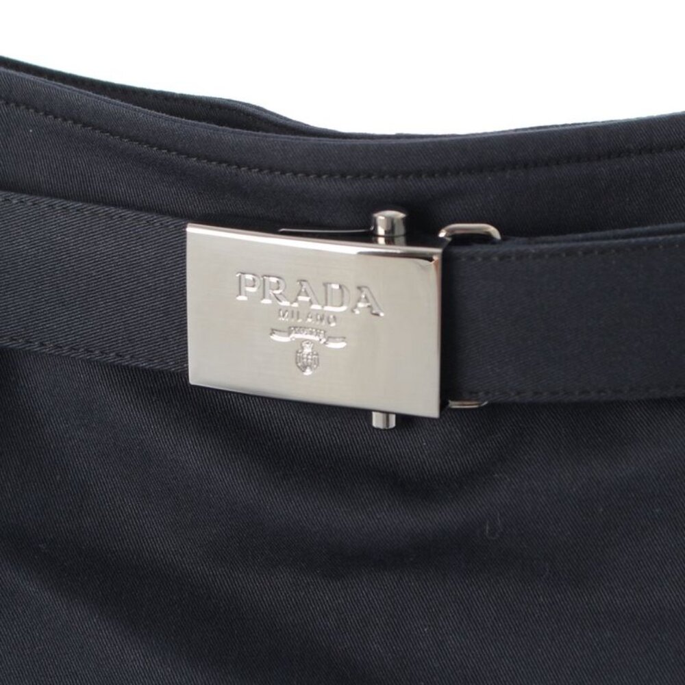 Prada Logo Belt Skirt Knee Length Navy 42 - Picture 4 of 10